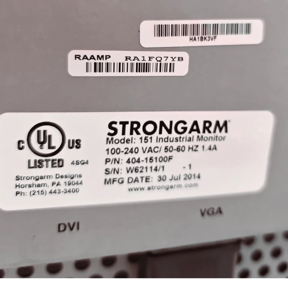 Strongarm 15.1" Industrial Operator Interface Monitor Panel Mount 304 Stainless