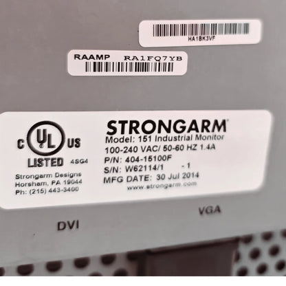Strongarm 15.1" Industrial Operator Interface Monitor Panel Mount 304 Stainless