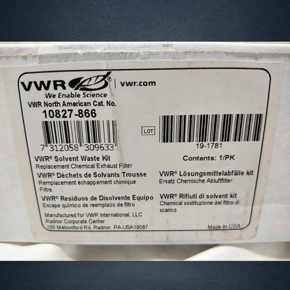 VWR Chemical Exhaust Replacement Filter 10826-866 for Solvent Waste System NEW