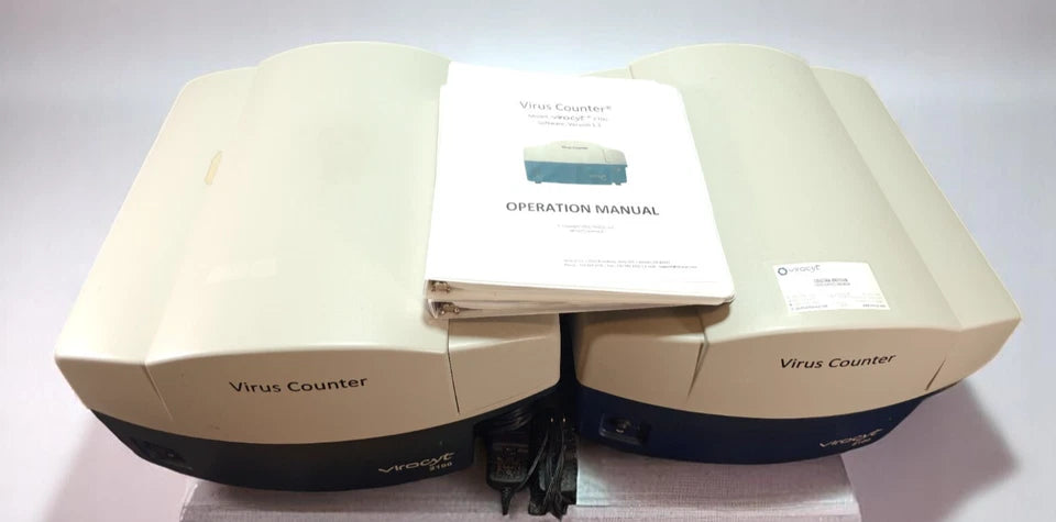 Set of 2 ViroCyt 2100 Virus Counter Lab Analyzers w/ Manual & Power Supply