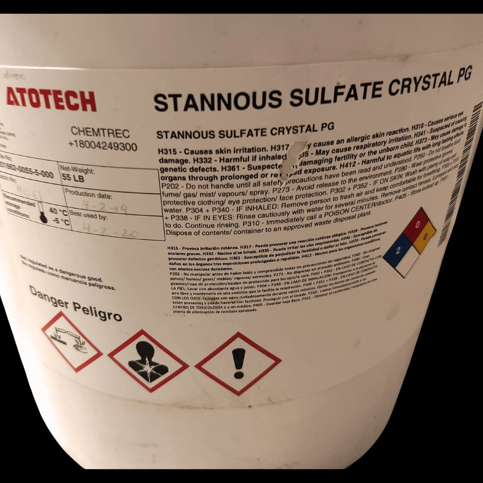 Atotech Stannous Sulfate Crystal PG - 55 lbs Pure Tin(II) Sulfate