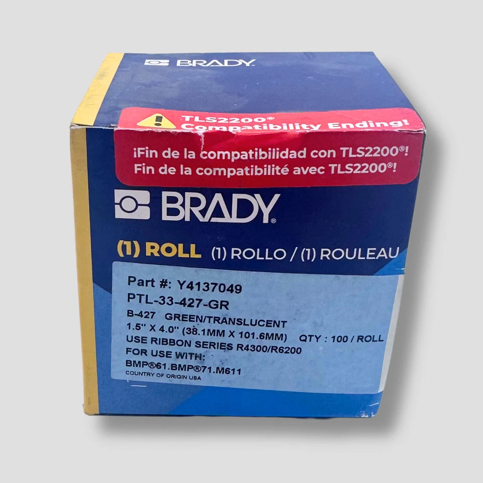 Brady 1.5" x 4" Green/Translucent Self-Laminating Vinyl Labels | PTL-33-427-GR