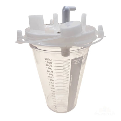 (24 Case) MediChoice 2000cc Disposable Suction Canisters with Lid and 2 Elbows