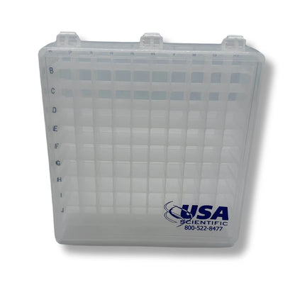 USA Scientific 100-Well 2in Cryogenic Freezer Tube Storage Box - Choose Color