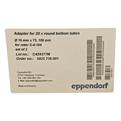Eppendorf S-4-104 Rotor Adapter 20 x 5.5 - 12 mL round-bottom Tubes (Pack of 2)