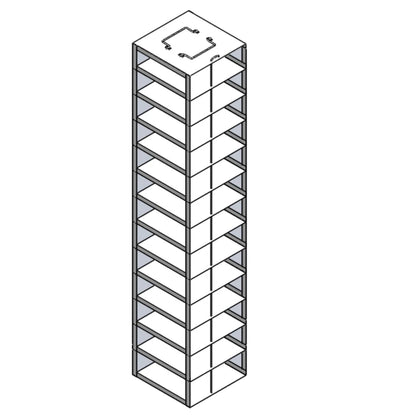 13-Shelf Cryogenic Vertical Freezer Storage Rack For 2" Boxes with Locking Rod