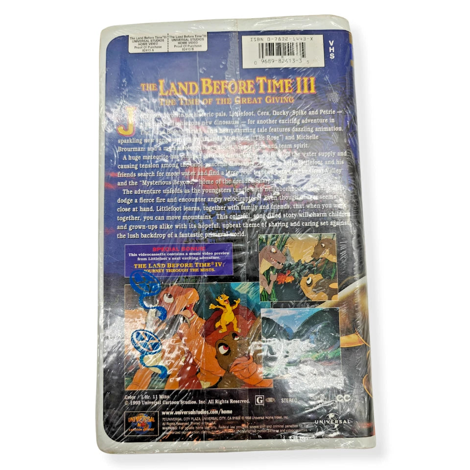 SEALED The Land Before Time III: The Time of Great Giving (VHS, 1995, Clamshell)