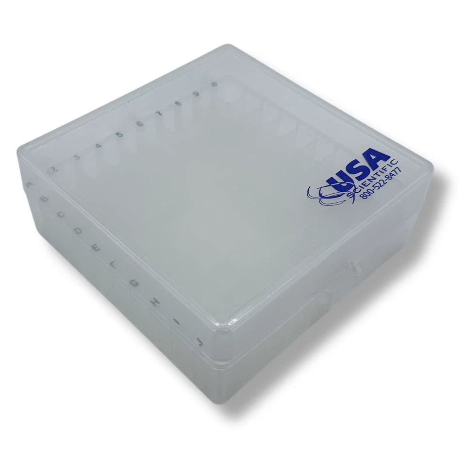 USA Scientific 100-Well 2in Cryogenic Freezer Tube Storage Box - Choose Color