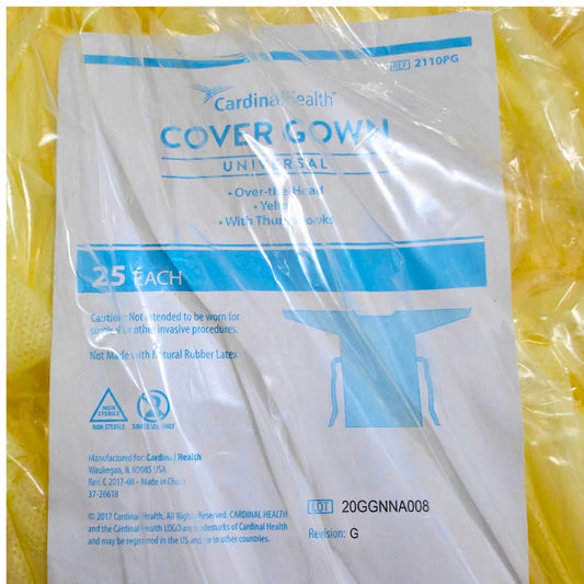 Cardinal Health Over-the-Head Protective Gowns, SMS, Yellow, 100pcs, # [2110PG]