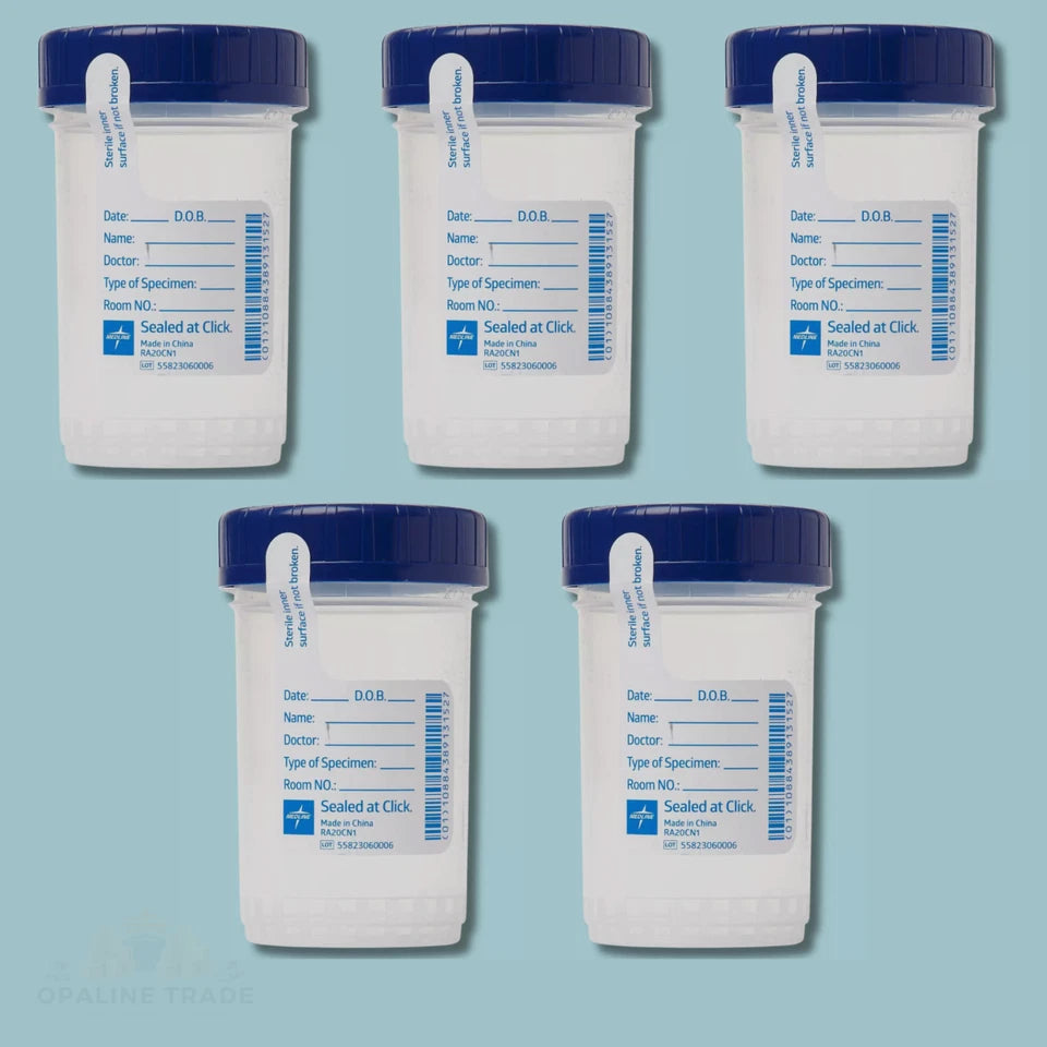 4oz Sterile Urine Sample Cup, Click-N-Close Lid, Specimen Container w/ ID Label