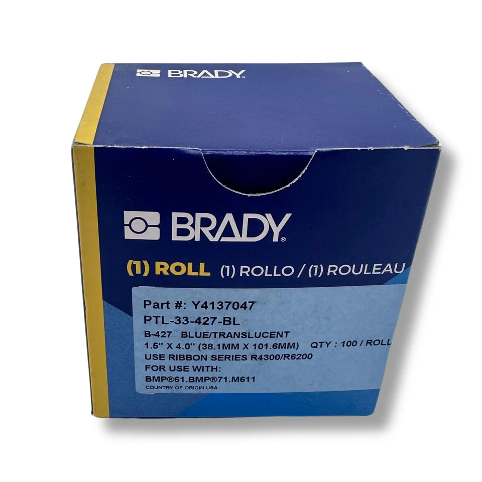 Brady 1.5" x 4" Blue/Translucent Self-Laminating Vinyl Label Roll PTL-33-427-BL