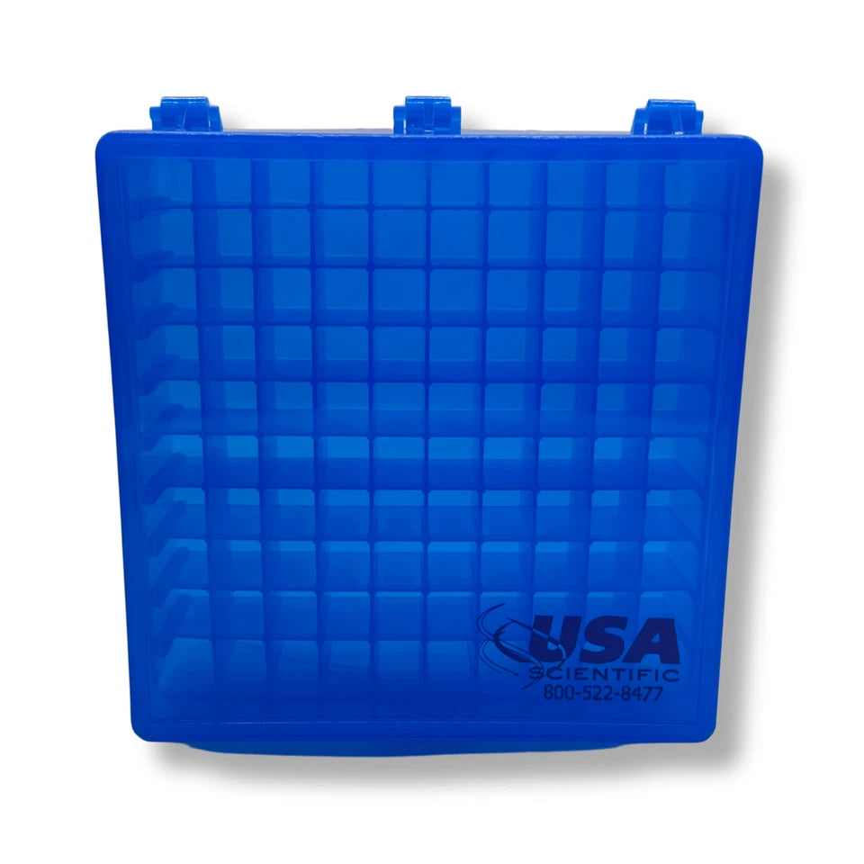 USA Scientific 100-Well 2in Cryogenic Freezer Tube Storage Box - Choose Color