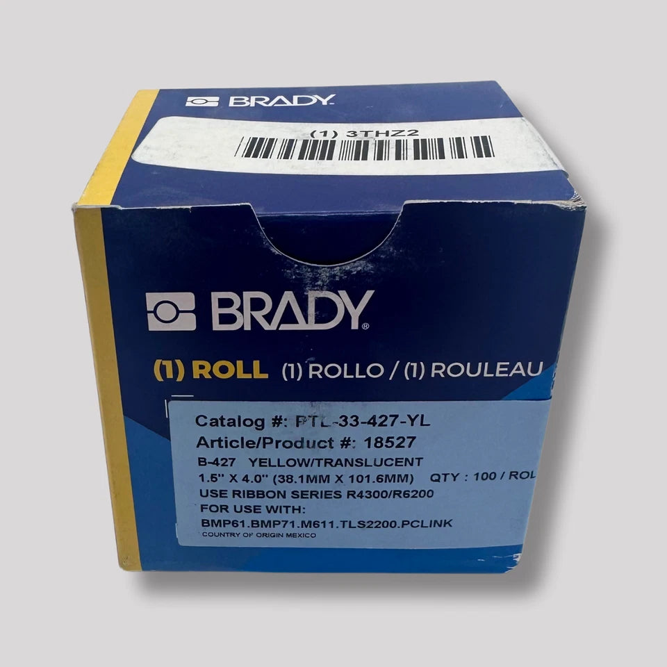 Brady 1.5" x 4" Yellow/Translucent Self-Laminating Vinyl Labels | PTL-33-427-YL
