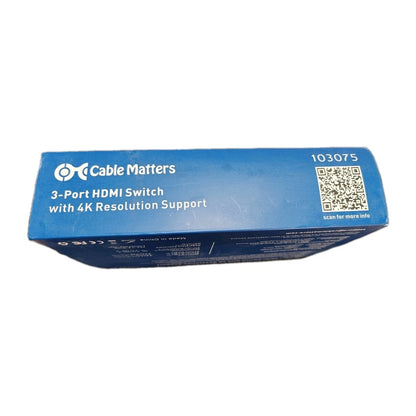 NEW Cable Matters 103075 3-Port HDMI Switch with 4K Resolution Support