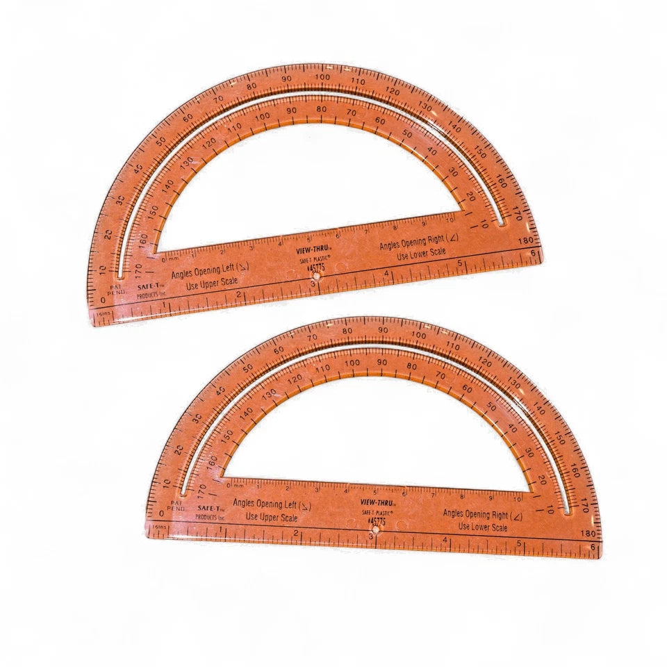 Hand2Mind Safe-T Protractor for Kids 180° Geometry Tool, Orange (2-PACK)