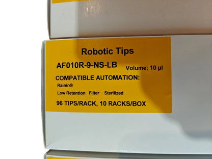 GEB 10µL Robotic Pipette Tips 4800/Case [AF010R-9-NS-LB] Rainin LTS Sterile NEW