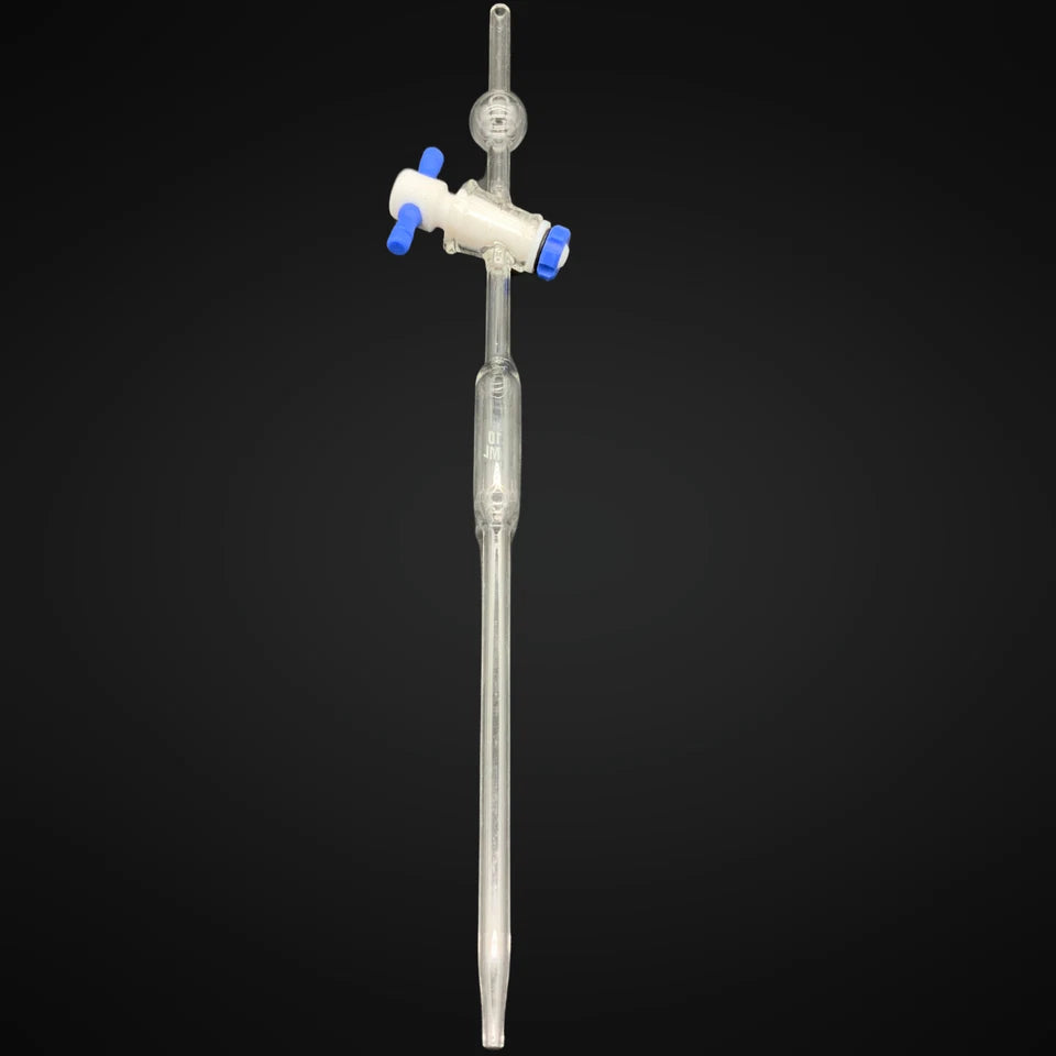 10 ml Bulb Volumetric Reusable Pipette / Burette with Stopcock & Resevoir Ball