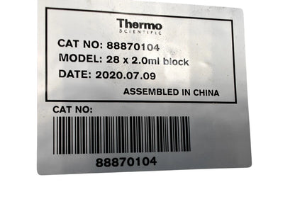 Label on Thermo Scientific dry bath block CAT 88870104