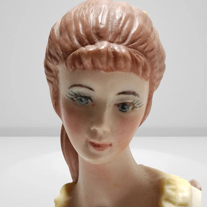 Close-up of hand-painted Victorian porcelain figurine face